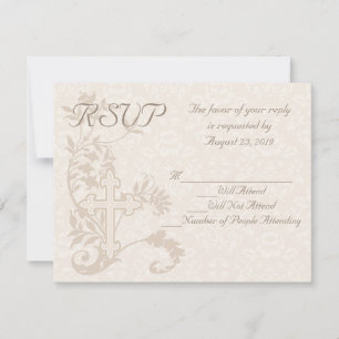 Christian Cross Flourish Wedding RSVP Card