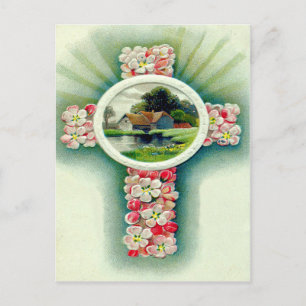 Christian Cross Forget-Me-Not Flowers Postcard