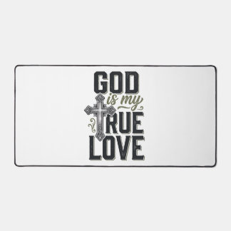 Christian Cross God Is My True Love Vector Desk Mat
