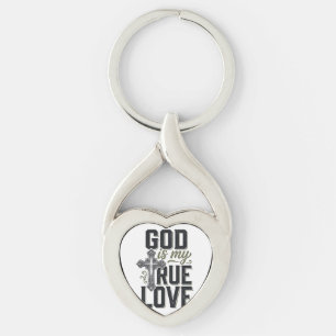 Christian Cross God Is My True Love Vector Keychain