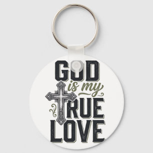 Christian Cross God Is My True Love Vector Keychain
