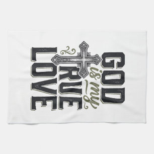 Christian Cross God Is My True Love Vector Kitchen Towel
