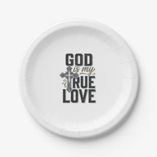 Christian Cross God Is My True Love Vector Paper Plate