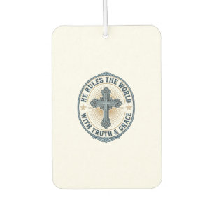 Christian Cross He Rules the World Air Freshener
