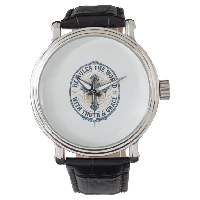Christian Cross He Rules the World Watch (Front)