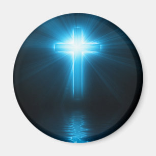 Christian Cross in Blue Light Magnet