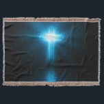 Christian Cross in Blue Light Throw Blanket<br><div class="desc">Christian Cross in Blue Light.  frontiernow.com</div>