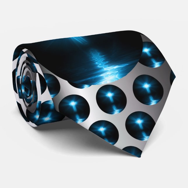 Christian Cross in Blue Light Tie (Rolled)