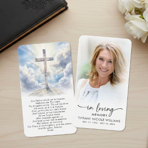 Christian Cross In Loving Memory Prayer Cards