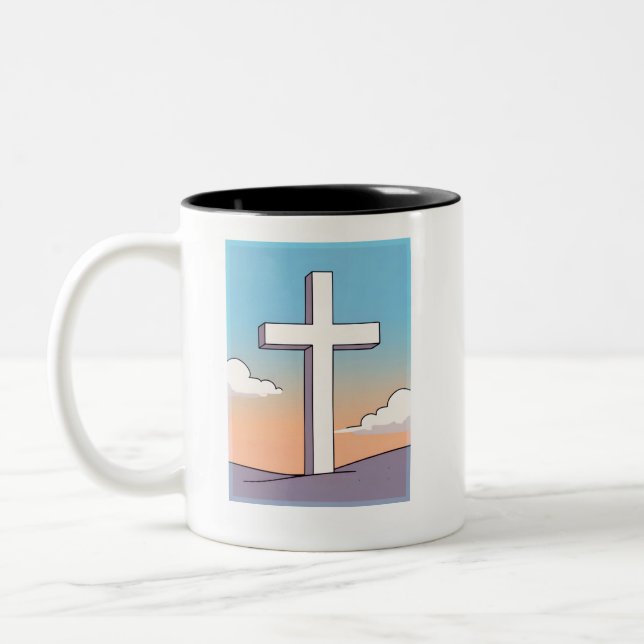 Christian Cross Inspirational Two-Tone Coffee Mug (Left)