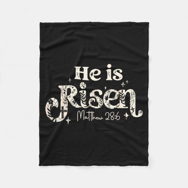 Christian Cross Jesus Happy Easter He Is Risen Mat Fleece Blanket (Front)