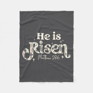 Christian Cross Jesus Happy Easter He Is Risen Mat Fleece Blanket