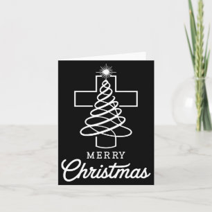 Christian Cross Jesus Merry Christmas Xmas Tree Ho Card