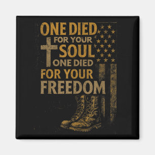 Christian Cross Military Veteran American Flag Fai Magnet