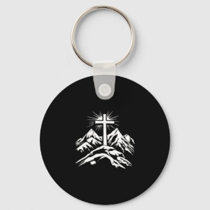 Christian Cross Mountains Religious  Keychain