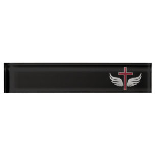 Christian cross nameplate