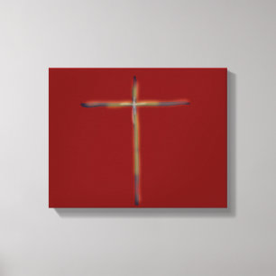 Christian Cross on Bright Red Canvas Print