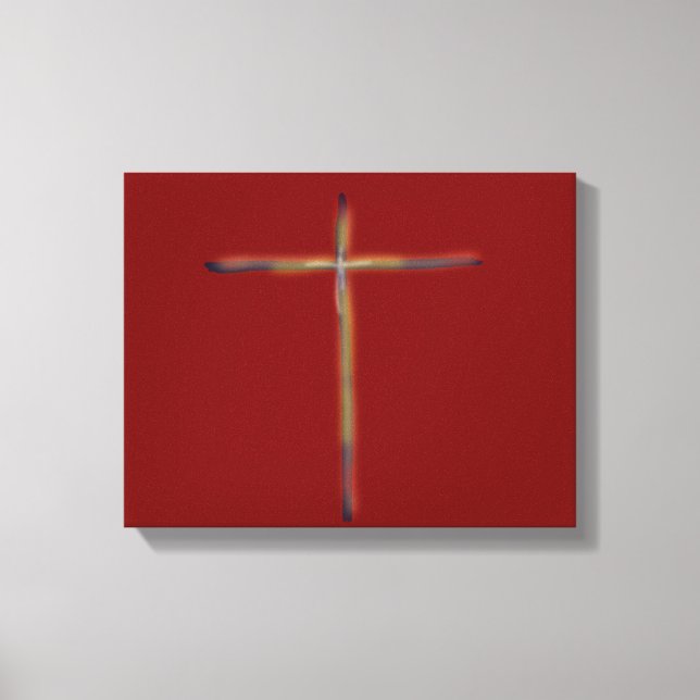 Christian Cross on Bright Red  Canvas Print (Front)