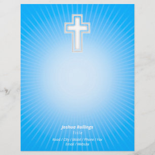 Christian Cross on glowing blue background Flyer