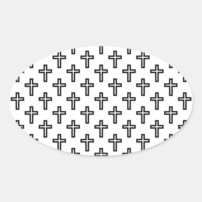 Christian Cross Oval Sticker (Front)