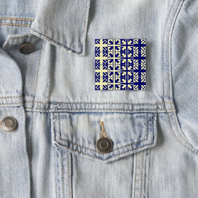 Christian Cross Pattern 2 Inch Square Button (In Situ)