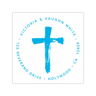 Christian Cross Return Address Religion Religious Self-inking Stamp