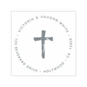 Christian Cross Return Address Religion Religious Self-inking Stamp