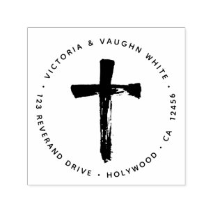 Christian Cross Return Address Religion Religious Self-inking Stamp