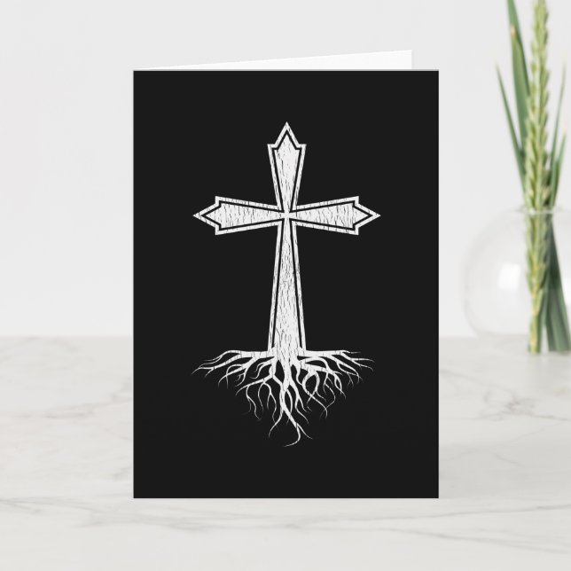 Christian Cross Rooted In Jesus Christ Christian Card (Front)