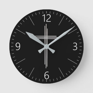 Christian cross round clock