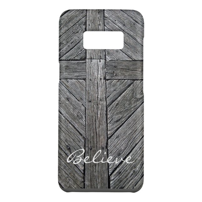 Christian cross rustic wood monogram Case-Mate samsung galaxy case (Back)