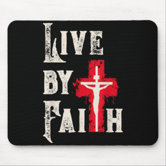 Christian Cross Scripture Live By Faith Mouse Pad