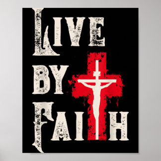 Christian Cross Scripture Live By Faith Poster
