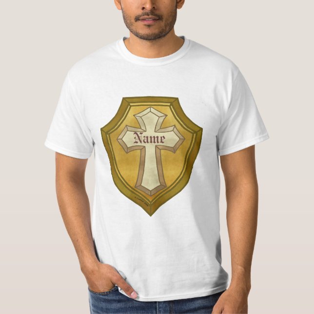  Christian Cross Shield  T-Shirt (Front)