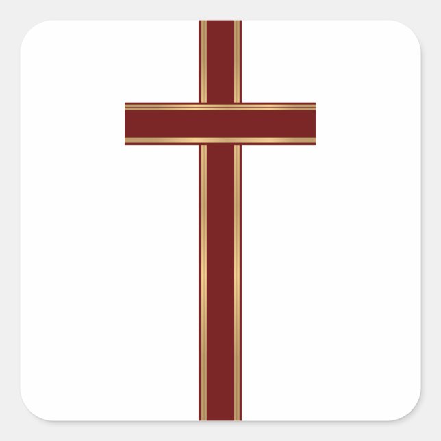 Christian cross square sticker (Front)