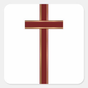 Christian cross square sticker