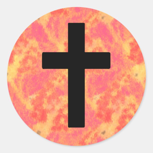 Christian Cross Stickers Sunrise Colour Background (Front)