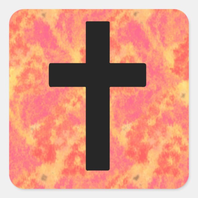 Christian Cross Stickers Sunrise Colour Background (Front)
