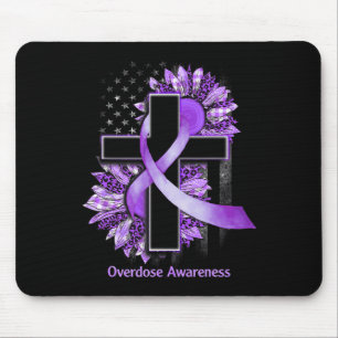 Christian Cross Sunflower Overdose Awareness Mouse Pad