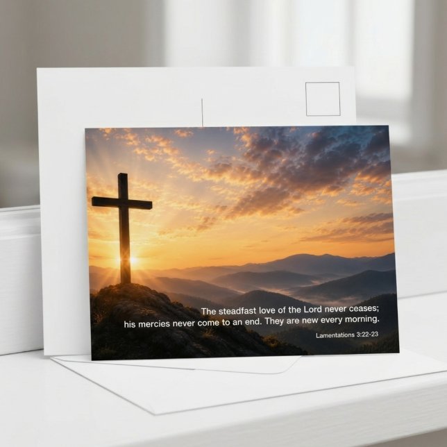 Christian Cross Sunrise Scripture  Postcard (Creator Uploaded)