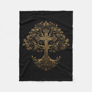 Christian Cross Tree Fleece Blanket