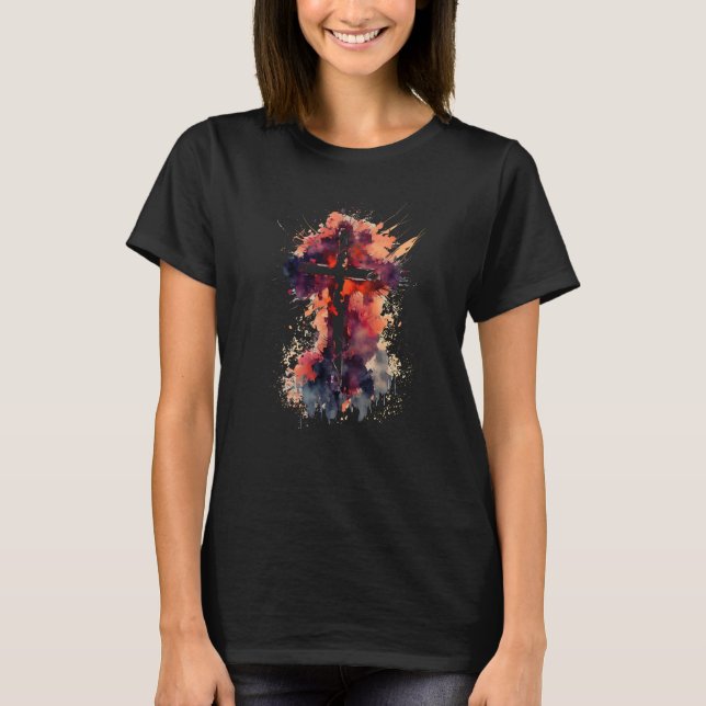 Christian Cross Watercolor T-Shirt (Front)