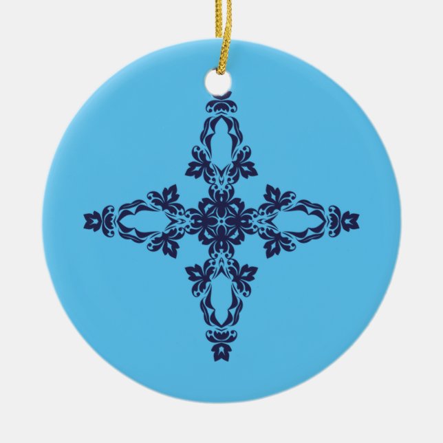 Christian Cross with Blue Ornament (Front)