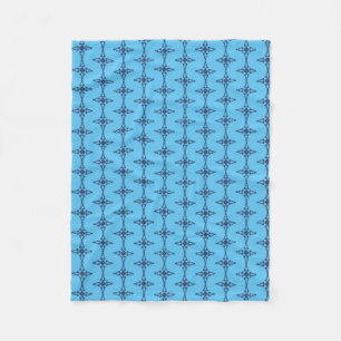 Christian Cross with Blue Ornament Fleece Blanket
