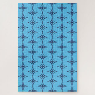 Christian Cross with Blue Ornament Jigsaw Puzzle