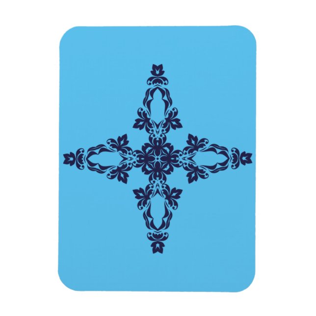 Christian Cross with Blue Ornament Magnet (Vertical)
