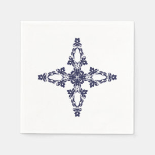 Christian Cross with Blue Ornament Napkin