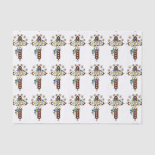 Christian Cross With Flowers Tissue Paper