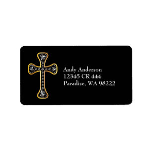 Christian Cross with "Onyx" Stones Label