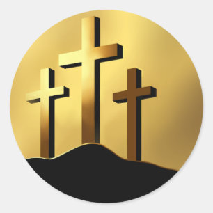 Christian Crosses on Calvary Classic Round Sticker